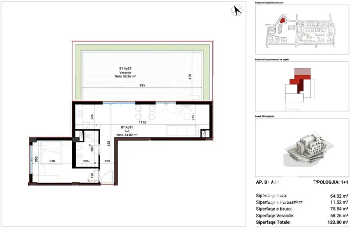 Prodej bytu 2+kk, Dhërmi, Albánie, 133 m2