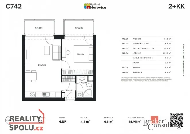 Pronájem bytu 2+kk, Hořovice, Kopřivová, 56 m2