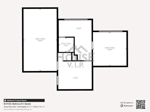 Prodej bytu 2+1, Praha - Kamýk, Rytířova, 58 m2