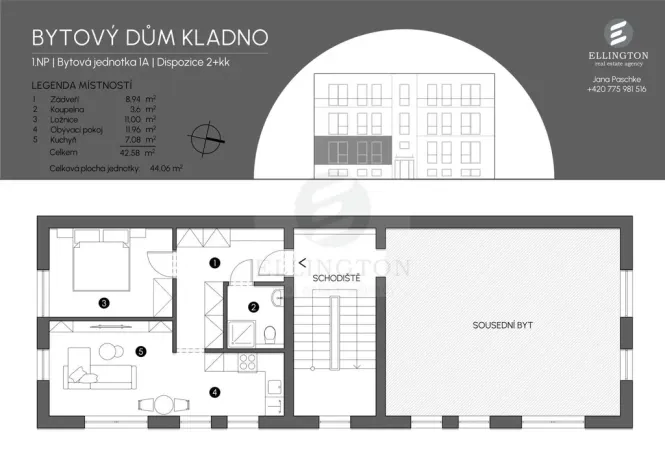 Prodej bytu 1+kk, Kladno, Floriánské náměstí, 43 m2