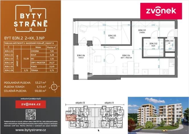 Pronájem bytu 2+kk, Zlín, Nad Stráněmi, 59 m2