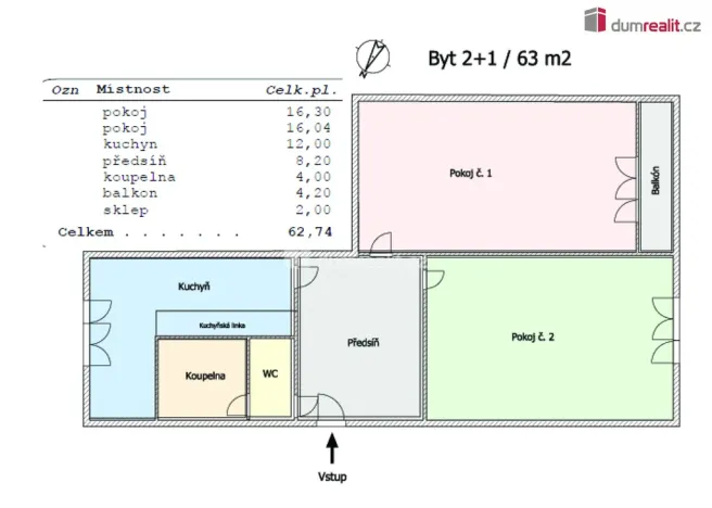 Prodej bytu 2+1, Chodov, U Porcelánky, 63 m2