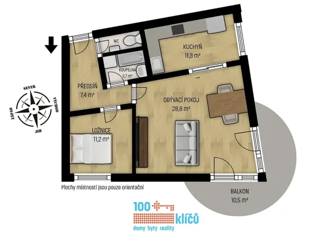 Pronájem bytu 2+1, Praha - Vysočany, Nepilova, 64 m2