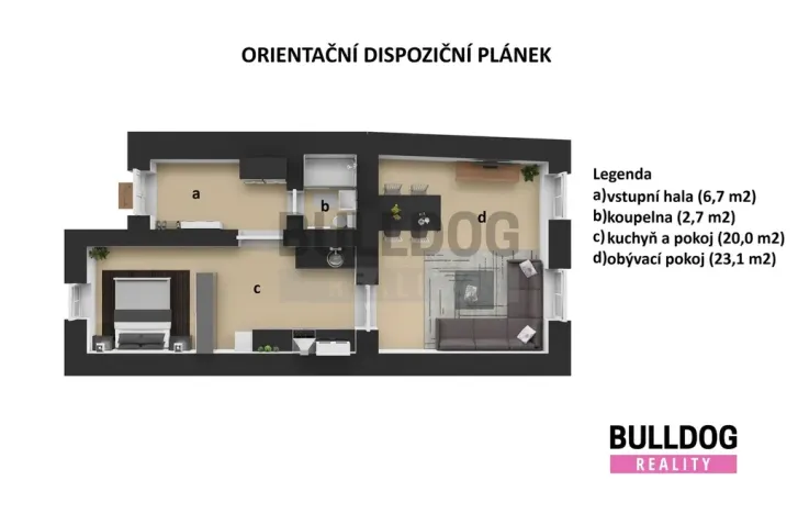 Pronájem bytu 2+kk, Velvary, Chržínská, 53 m2