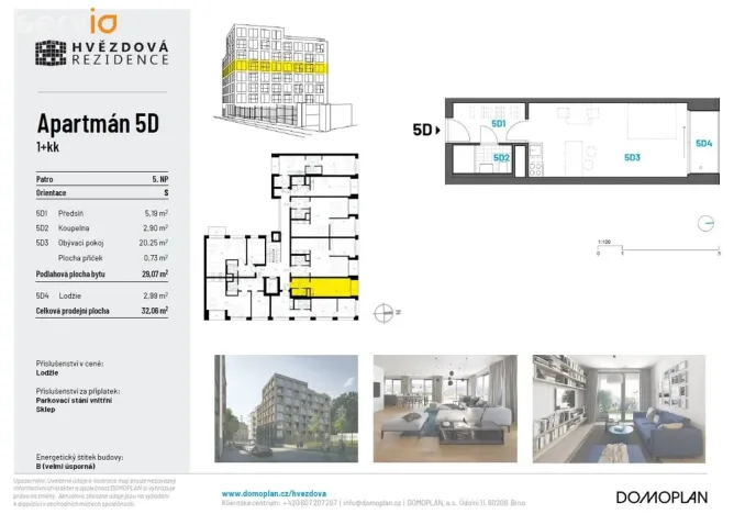 Pronájem bytu 1+kk, Brno, Hvězdová, 29 m2