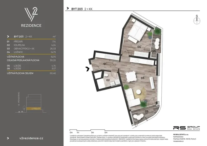 Prodej bytu 2+kk, Praha - Košíře, Hlaváčkova, 55 m2