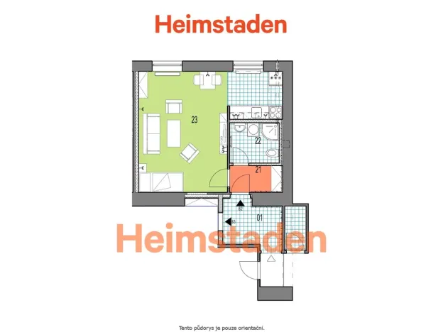 Pronájem bytu 1+kk, Ostrava - Poruba, náměstí Jana Nerudy, 33 m2