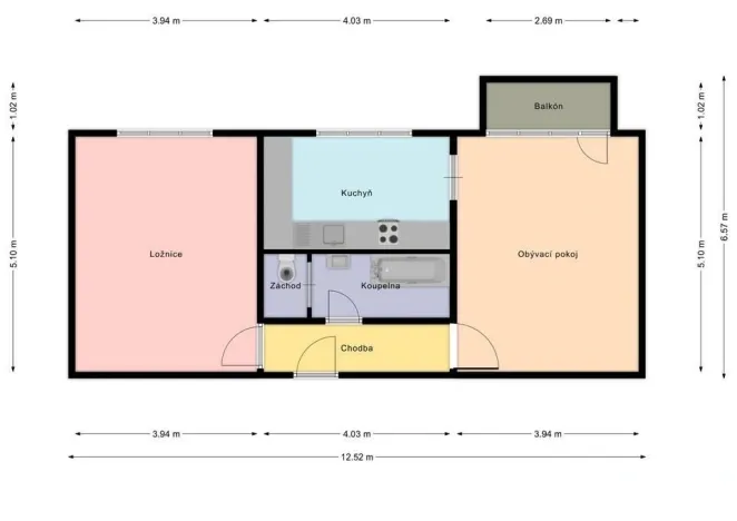 Pronájem bytu 2+1, Modřice, Poděbradova, 61 m2