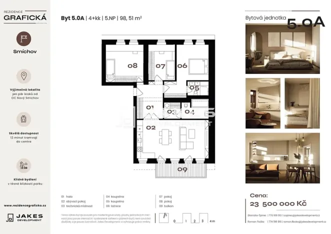 Prodej bytu 5+kk, Praha - Smíchov, Grafická, 98 m2