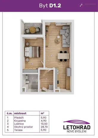 Prodej bytu 2+kk, Letohrad, U Biatlonu, 53 m2