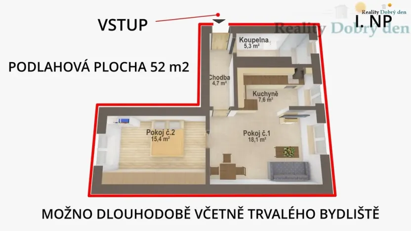 Pronájem bytu 2+kk, Opava, Masařská, 52 m2
