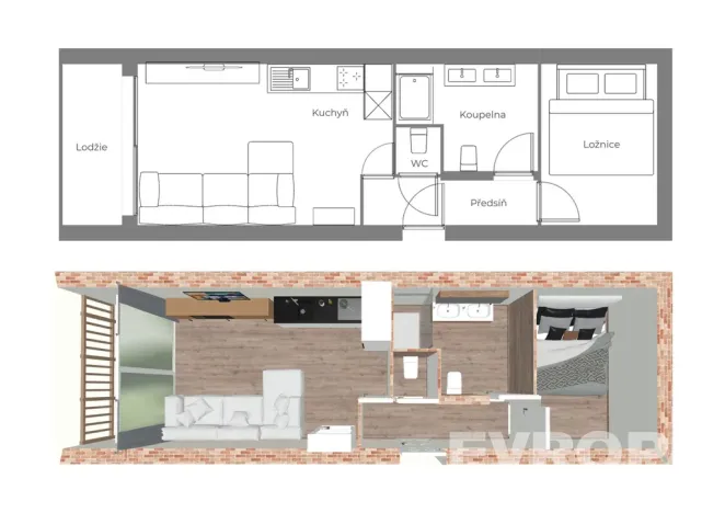 Prodej bytu 2+kk, Jiřetín pod Bukovou, 41 m2