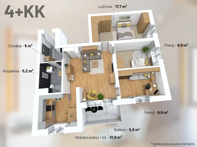 Pronájem bytu 4+kk, Chrášťany, Oranžová, 79 m2