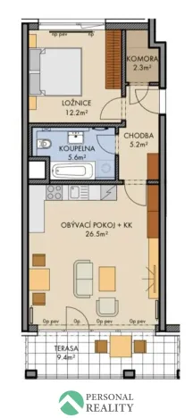 Pronájem bytu 2+kk, Praha - Ruzyně, Stočesova, 53 m2