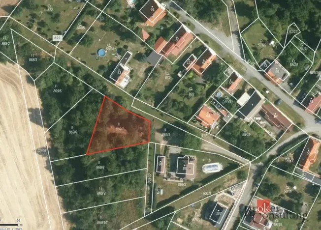 Prodej zahrady, Kbelany, 867 m2