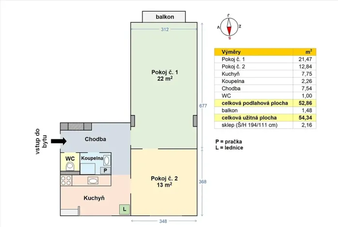 Pronájem bytu 2+kk, Praha - Záběhlice, Jabloňová, 53 m2