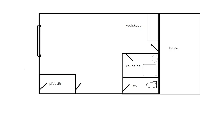 Pronájem bytu 1+kk, Teplice, U Červeného kostela, 42 m2