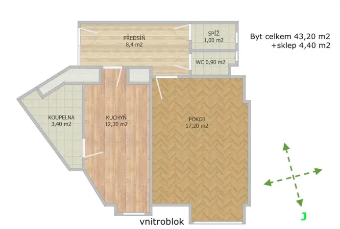 Prodej bytu 1+1, Praha - Bubeneč, V. P. Čkalova, 43 m2