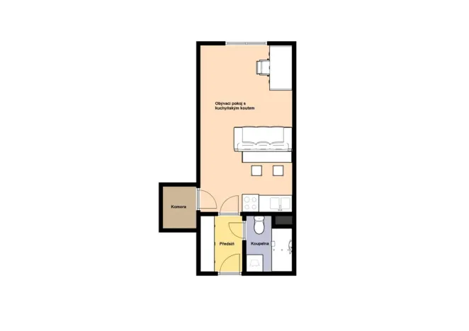 Pronájem bytu 1+kk, Praha - Modřany, Petržílova, 29 m2