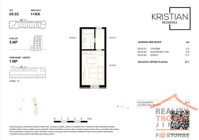 Pronájem bytu 1+kk, Hradec Králové, Pod Zámečkem, 27 m2