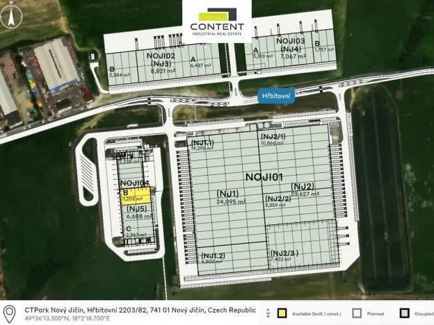 Pronájem skladu, Nový Jičín, Hřbitovní, 4000 m2
