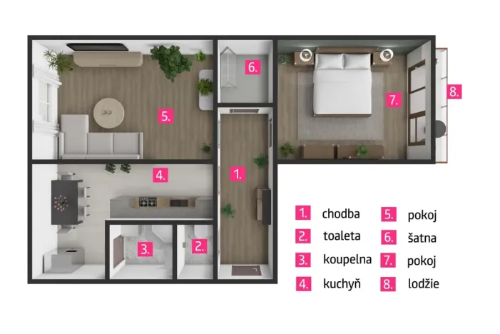 Pronájem bytu 2+1, Znojmo, MUDr. Jana Janského, 57 m2