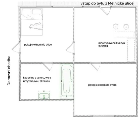 Pronájem bytu 3+kk, Mšeno, Mělnická, 41 m2