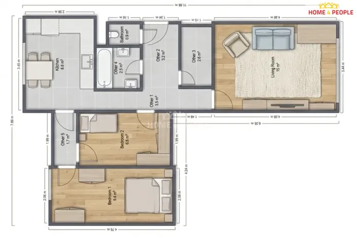 Prodej bytu 3+1, Ústí nad Orlicí, Jilemnického, 61 m2