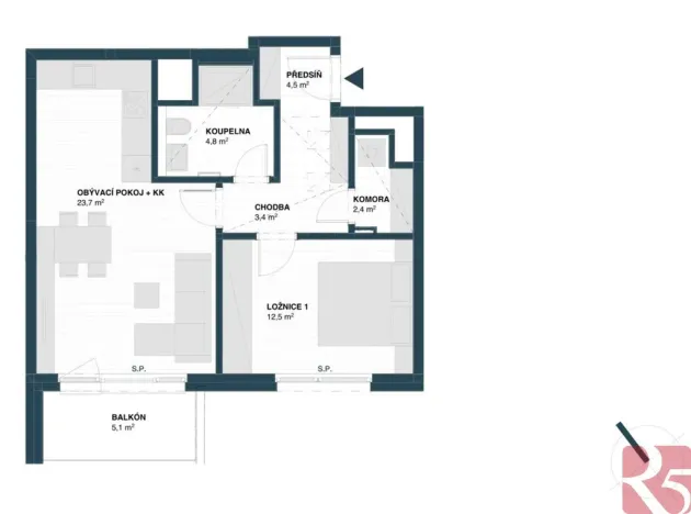 Pronájem bytu 2+kk, Praha - Kamýk, Hodkovická, 56 m2
