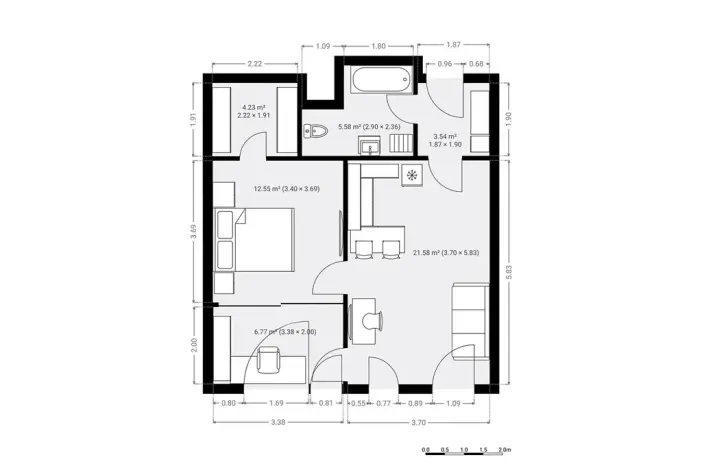 Pronájem bytu 2+kk, Praha - Žižkov, Olšanská, 52 m2