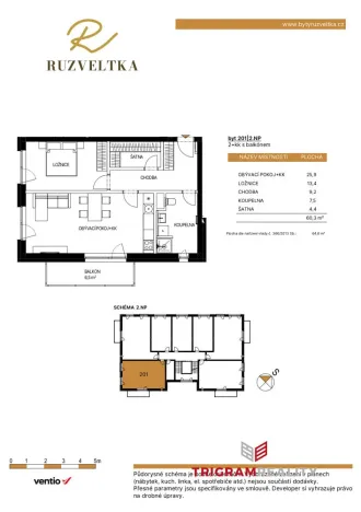 Pronájem bytu 2+kk, Chlumec nad Cidlinou - Chlumec nad Cidlinou IV, Rooseveltova, 60 m2