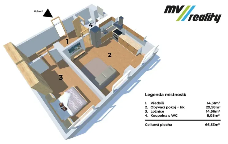 Prodej bytu 2+1, Milovice, Topolová, 66 m2
