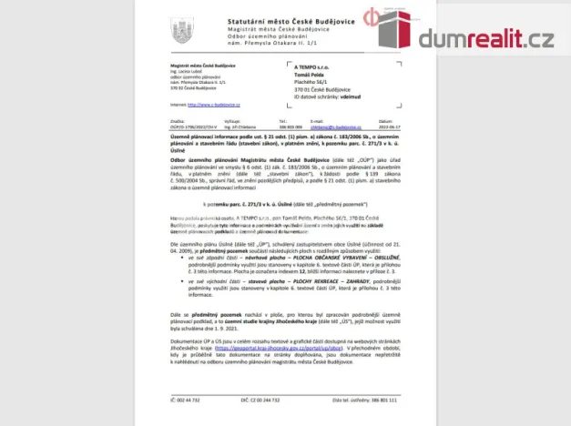 Prodej komerčního pozemku, Úsilné, 1632 m2