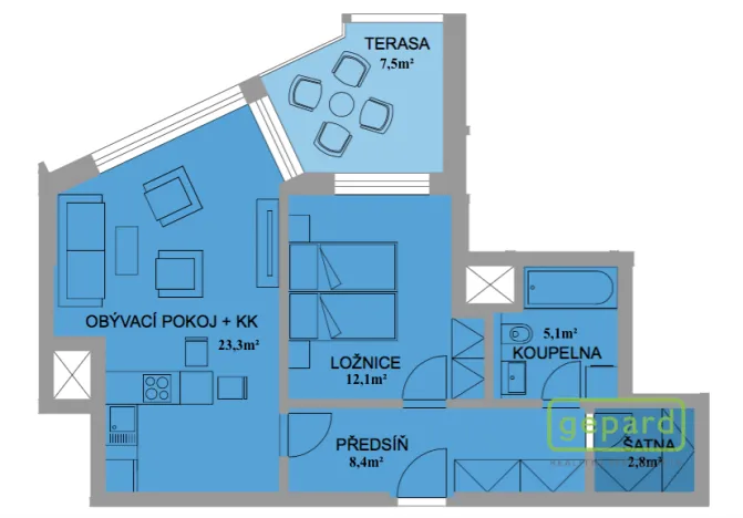 Pronájem bytu 2+kk, Olomouc, Eduarda Hamburgera, 54 m2