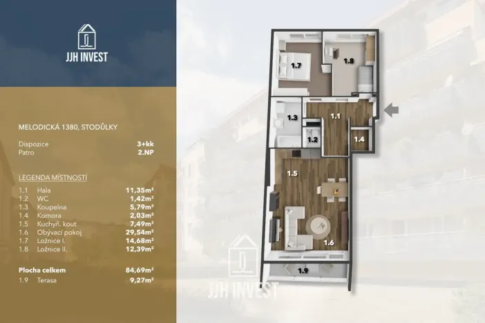 Prodej bytu 3+kk, Praha - Stodůlky, Melodická, 85 m2
