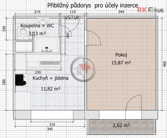 Pronájem bytu 1+1, Třebíč - Nové Dvory, Maxima Gorkého, 33 m2