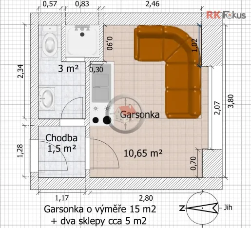 Pronájem bytu 1+kk, Třebíč - Horka-Domky, Václavské nám., 20 m2