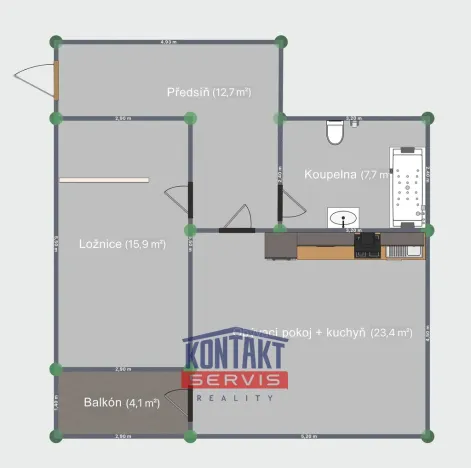 Pronájem bytu 2+kk, České Budějovice, B. Smetany, 64 m2