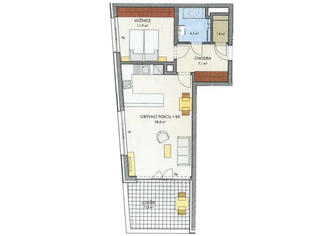 Pronájem bytu 2+kk, Praha - Karlín, U Sluncové, 65 m2