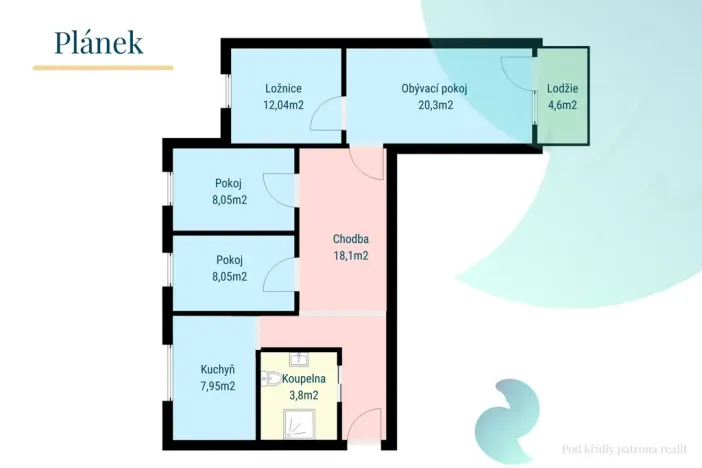 Pronájem bytu 4+1, Velešín, Nad Cihelnou, 78 m2