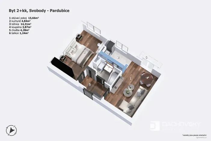 Prodej bytu 2+1, Pardubice, Svobody, 46 m2