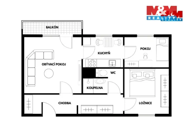 Prodej bytu 3+1, Šumperk, Finská, 72 m2