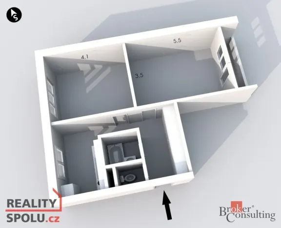 Pronájem bytu 2+1, Ostrava - Poruba, Porubská, 56 m2