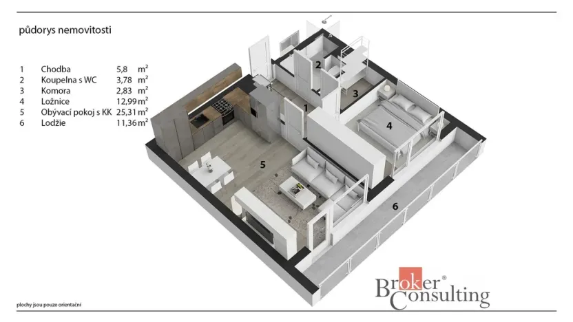 Pronájem bytu 2+kk, Pardubice - Pardubičky, Nová Tesla, 53 m2