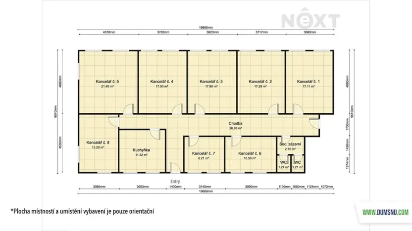 Pronájem kanceláře, Zábřeh, Na Řádkách, 17 m2