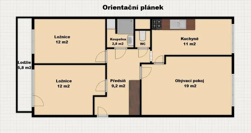 Prodej bytu 3+1, Litoměřice - Pokratice, Na Výsluní, 75 m2