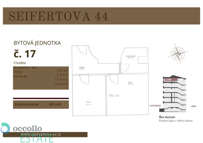 Prodej bytu 2+kk, Praha, Seifertova, 40 m2