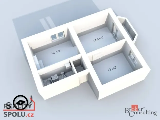 Pronájem bytu 2+1, Ostrava - Zábřeh, Gurťjevova, 49 m2