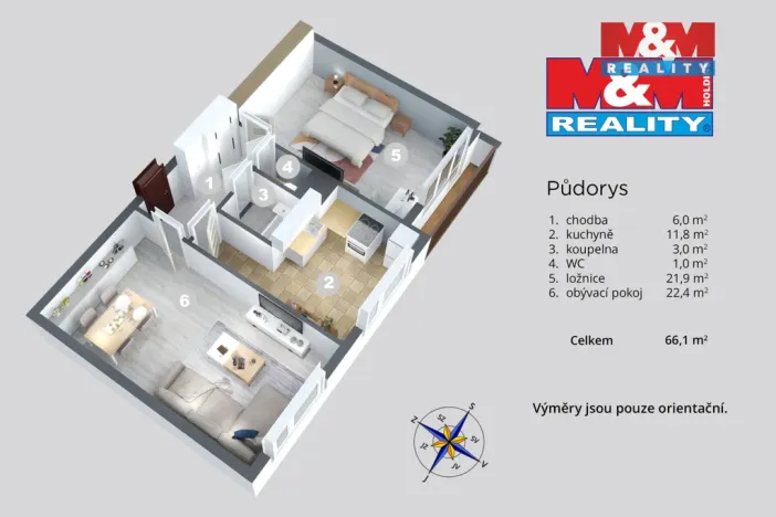 Pronájem bytu 2+1, Ústí nad Labem - Severní Terasa, Stavbařů, 62 m2