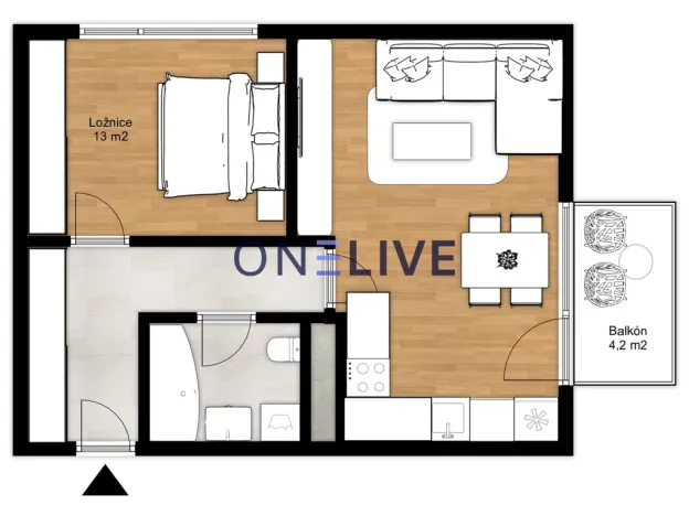 Pronájem bytu 2+kk, Plzeň, Střední cesta, 51 m2